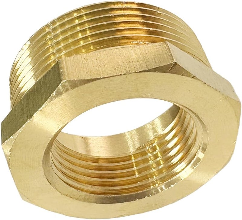 JENSWILL 1-1/2" NPT Male x 1" NPT Female Brass Reducer Hex Bushing Threaded Pipe Fitting Reducing Adapter Pack of 1 - Image 2